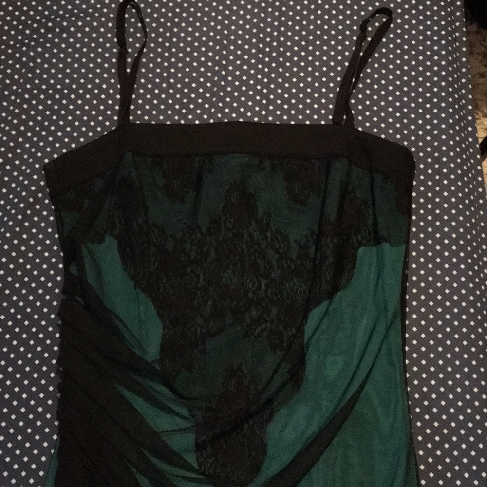 Beautiful emerald green and black party dress